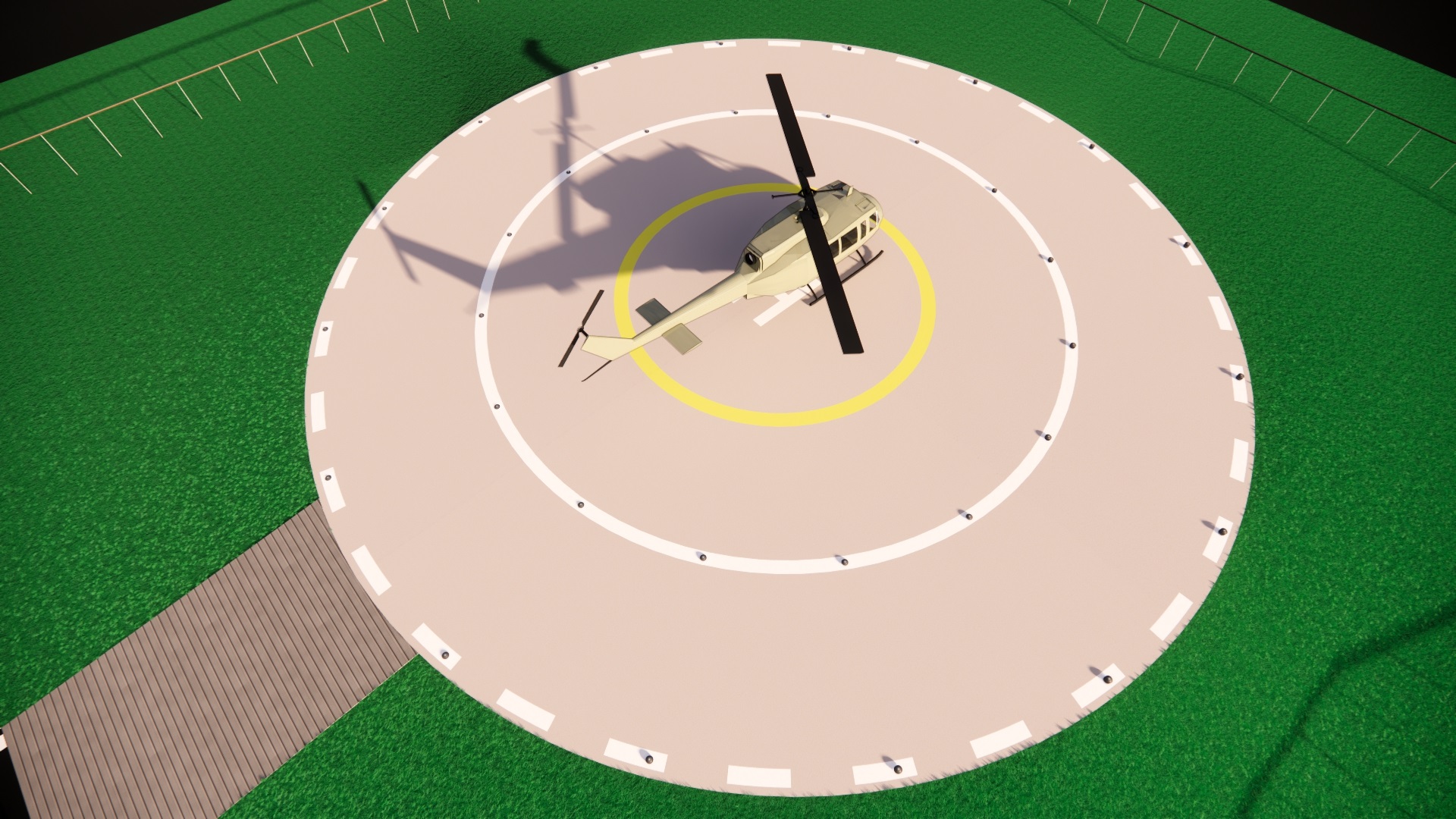 Helipad ground helicopter top view