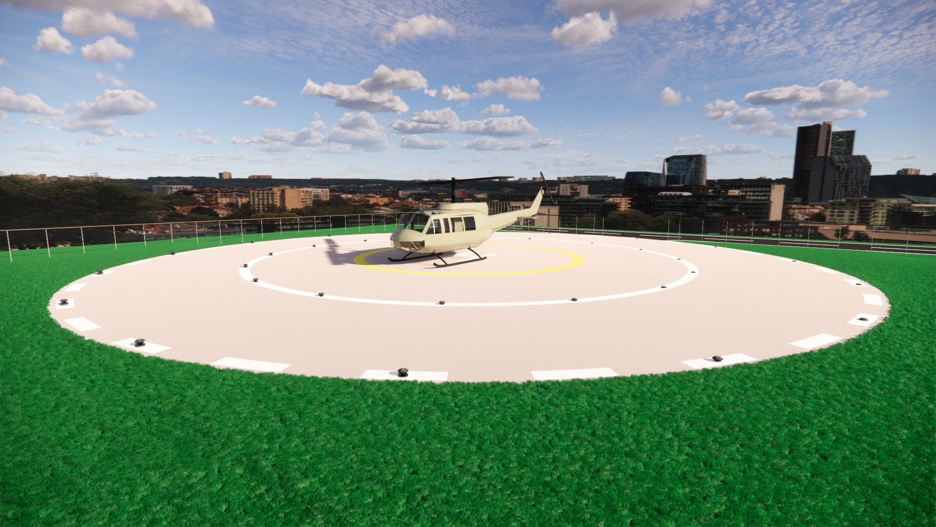 Helipad ground rear view