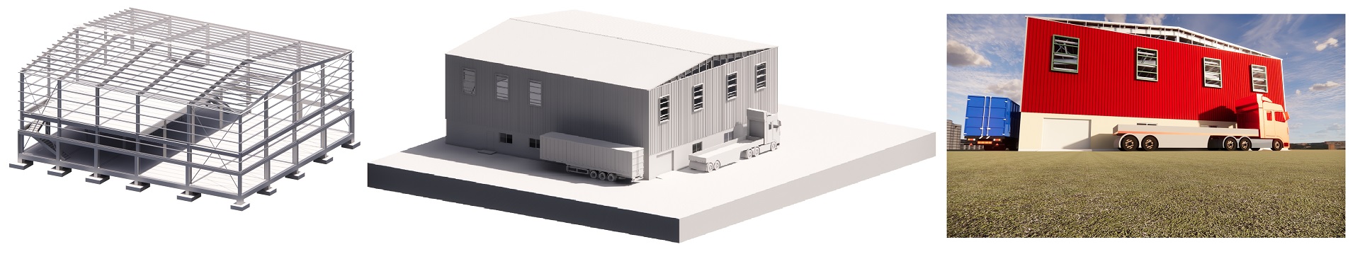 Steel structure Warehouse G+M Revit 3D BIM model